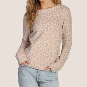 NEW DYLAN cloud fleece crewneck sweatshirt in natural cheetah